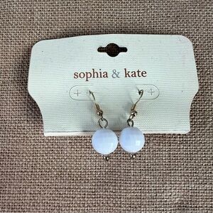 Sophia and Kate white disco ball dangle earrings faceted pretty simple costume